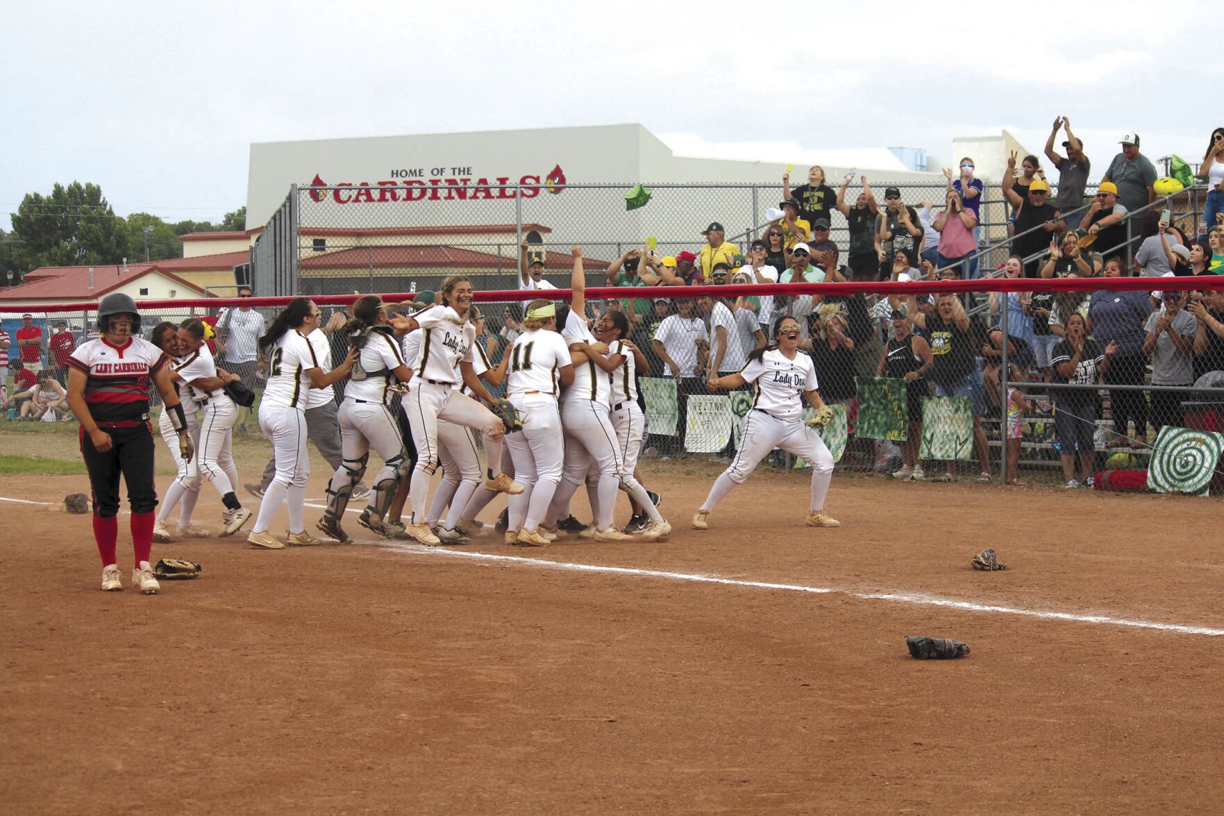 West Softball Celebrates win over Robertson